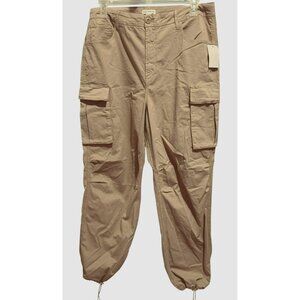 Good American Baggy Cargo Pants Sz 12 Champagne Tan Y2K Streetwear Preppy NEW
